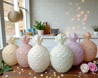 Glass Pineapple Candle | Decorative Home Accent | Color Options | Reusable | Mother's Day Gift