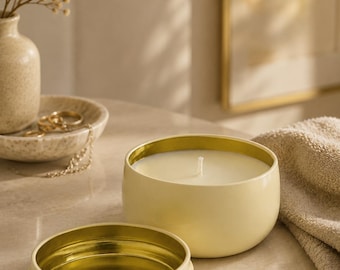 Minimalist Spa Soy Candle | Yellow 8 oz Candle | Wicked or Wickless