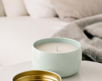 Minimalist Spa Soy Candle – Sage Mist 8 oz Hand-Poured Candle, Wicked or Wickless