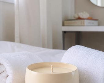 Minimalist Spa Soy Candle – Bare Clay 8 oz Hand-Poured, Wicked or Wickless