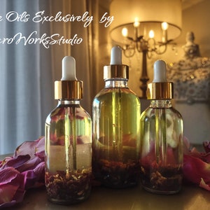 Rose Oil with Organic Rose Petals for Face, Body, Hair, and Nails. Beautifully Scented All-Natural Gift for Adults.