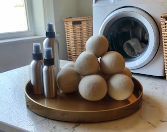 Dryer Ball Spray & Wool Dryer Balls Set | Natural Fabric Softener Alternative | Reusable