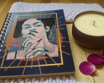 Self-Care Gift Set | Portrait Art Journal, Candle & Pen | Expressive Gift