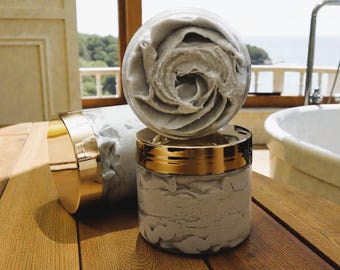 Ocean-Inspired Whipped Sugar Scrub with Exfoliating Gloves | Coastal Body Polish | Heartfelt Gift