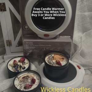 Wickless Candles, Beautiful Fragrance, and Flowers. No fire! Long-lasting. Buy 3 or more, and receive a free candle warmer, Perfect GIFT.