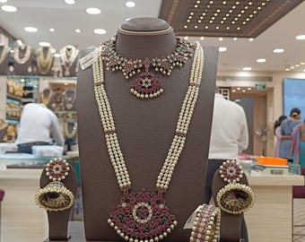 Oxidized Araku Kemp Bridal Jewelry: Bharatanatyam Dance Necklace Haram Hipchain | oxidized Jhumki | pearl sets