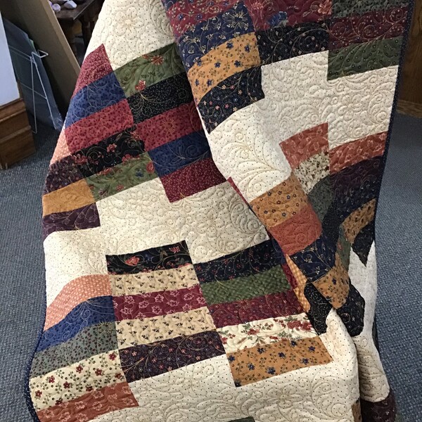 The Lady Quilt kit, Kansas Troubles fabric by MODA, jelly roll quilt kit, beginner friendly, warm multi colors, finishes at 54”x 72”