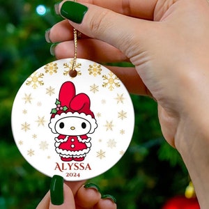 Custom Hello Friends, Christmas Ornament, Kawaii Style, Melody, Kawaii Anime Ornaments, Cartoon, home deco, Navidad, ornament, Christmas Gift