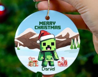 Custom Name Christmas Ornament, Gamer Gift, holly days, cartoon, Kids Games lovers, Home deco