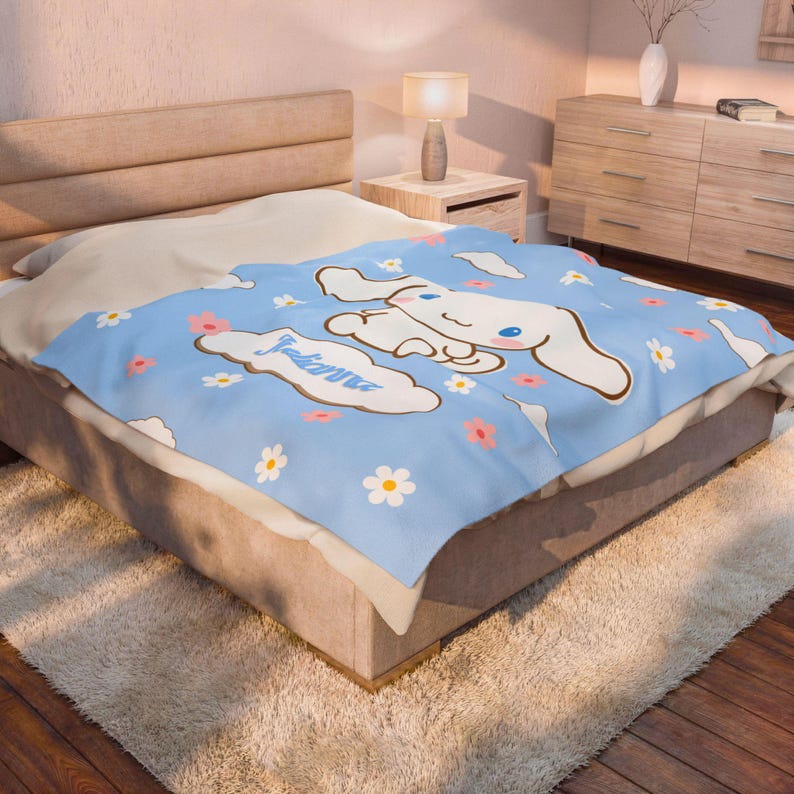 Personalisierte Kuscheldecke aus Kawaii-Samt, Hello Cinnamon, für Freunde, Cartoon-Fans, Geburtstagsgeschenk, Weihnachtsgeschenk, Abschlussgeschenk, Tochter, Überwurf Bild 5