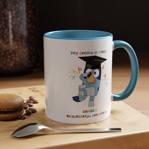 Custom Name, Kindergarten, Graduation Kids Mug Gift, Cartoon blue Dog, infants, son, personalized, present, graduacion, regalo, big kids