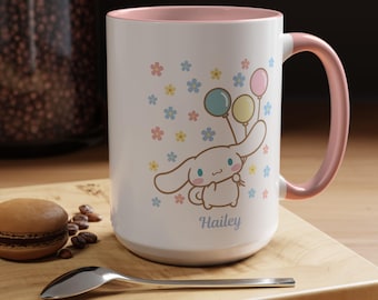Personalized Kawaii aesthetic, Coffee Mug, Cute cinnamon, Gift for cartoon lover, Floral Mug for Her, Custom Keepsake, HK Friend Kawaii mug