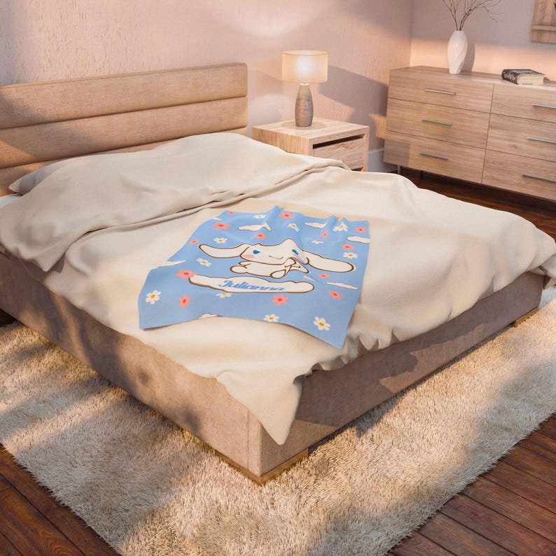Personalisierte Kuscheldecke aus Kawaii-Samt, Hello Cinnamon, für Freunde, Cartoon-Fans, Geburtstagsgeschenk, Weihnachtsgeschenk, Abschlussgeschenk, Tochter, Überwurf Bild 4