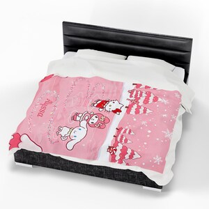 Nome personalizado, Gatinho Kawaii, Cobertor de pelúcia de veludo, Cobertor aconchegante personalizado, Meninas, Filha, Presente para ela, Olá de desenho animado, Natal imagem 7