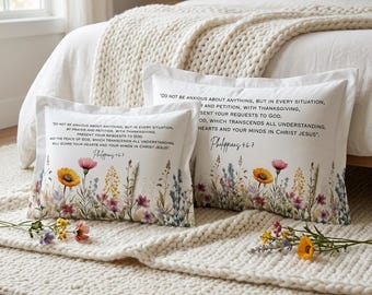 Custom Floral Bible Verse, Wildflower Scripture Pillow Sham case, Christian Religions, Mothers Day, Mom, Grandma, Friends, Church, Birthday