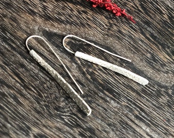 Sterling Silver 'Hammered' Hand Crafted Earrings-minimalist Silver Earrings-Silver Artisan Jewelry-Contemporary Sterling Silver Earrings-