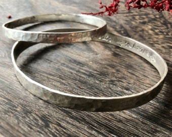 Ingeschreven Sterling Zilveren Bangle-Gepersonaliseerde Zilveren Armband-Made to Order Inscriptd-zilveren armband-Gepersonaliseerde bangle