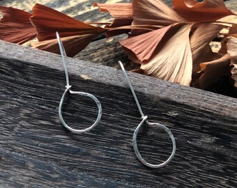 Sterling Silver 'Hammered' Hand Crafted Earrings-minimalist Silver Earrings-Silver Artisan Jewelry-Contemporary Sterling Silver Earrings-