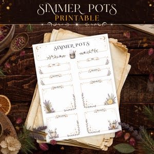 Simmer Pot Dagboek voor het Boek der Schaduwen ~ Printbare Grimoire Pagina ~ Huisheksenboek ~ Zelfzorg