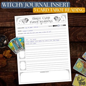 Tarot Journal Insert Tracker for Book of Shadows ~ 3 Card TAROT READING
