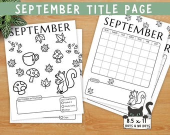 September Bujo Title Cover ~ Monthly Log Tracker ~ Printable PDF ~ SEPTEMBER