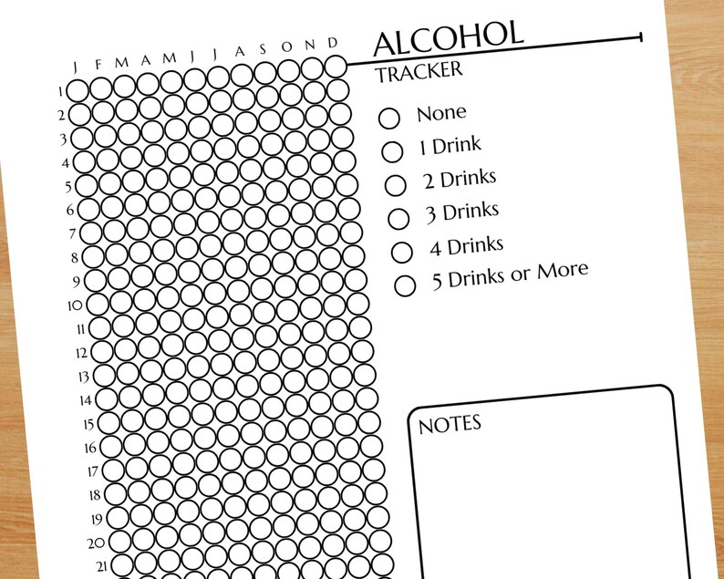 Alcohol Log Insert Health Bujo Printable Journal Page Drink Log ALCOHOL ...