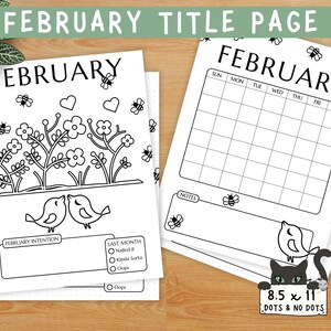 February Cover Page for Bullet Journal Bujo ~ Printable Calendar ~ FEBRUARY
