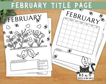 February Cover Page for Bullet Journal Bujo ~ Printable Calendar ~ FEBRUARY