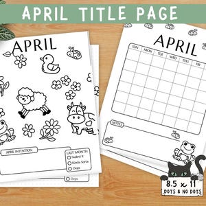 April Printable Journal Page ~ Printable Title Page ~ Printable Cover Page ~ APRIL