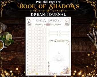 Diario de sueños para el Libro de las Sombras ~ Página de grimorio imprimible ~ Libro de brujas ~ Autocuidado