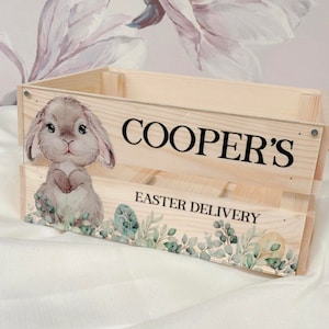 Personalised Wooden Crate with Acrylic Printed Front | Keepsake Easter Crate | Perfect for Easter!