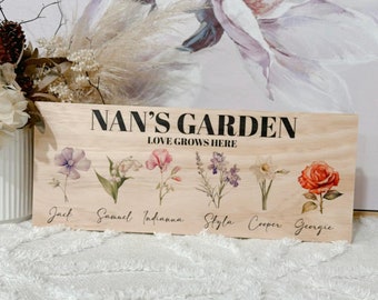 Birth Flower Garden | Wooden Print | Mother's Day Gift | Gift for Her, Celebrate Mum