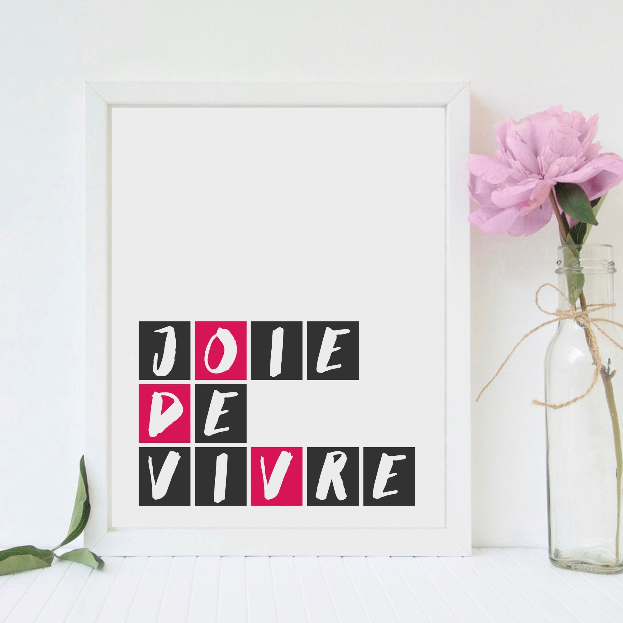 Typographic Wall Decor | Joie De Vivre Print | Home Decor | Wall Art ...
