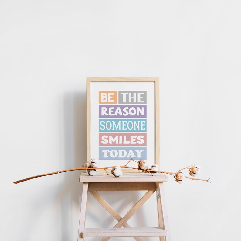 Quote Wall Art Smile Poster Pastel Decor Inspirational Quote Prints Home Decor Typography Wall