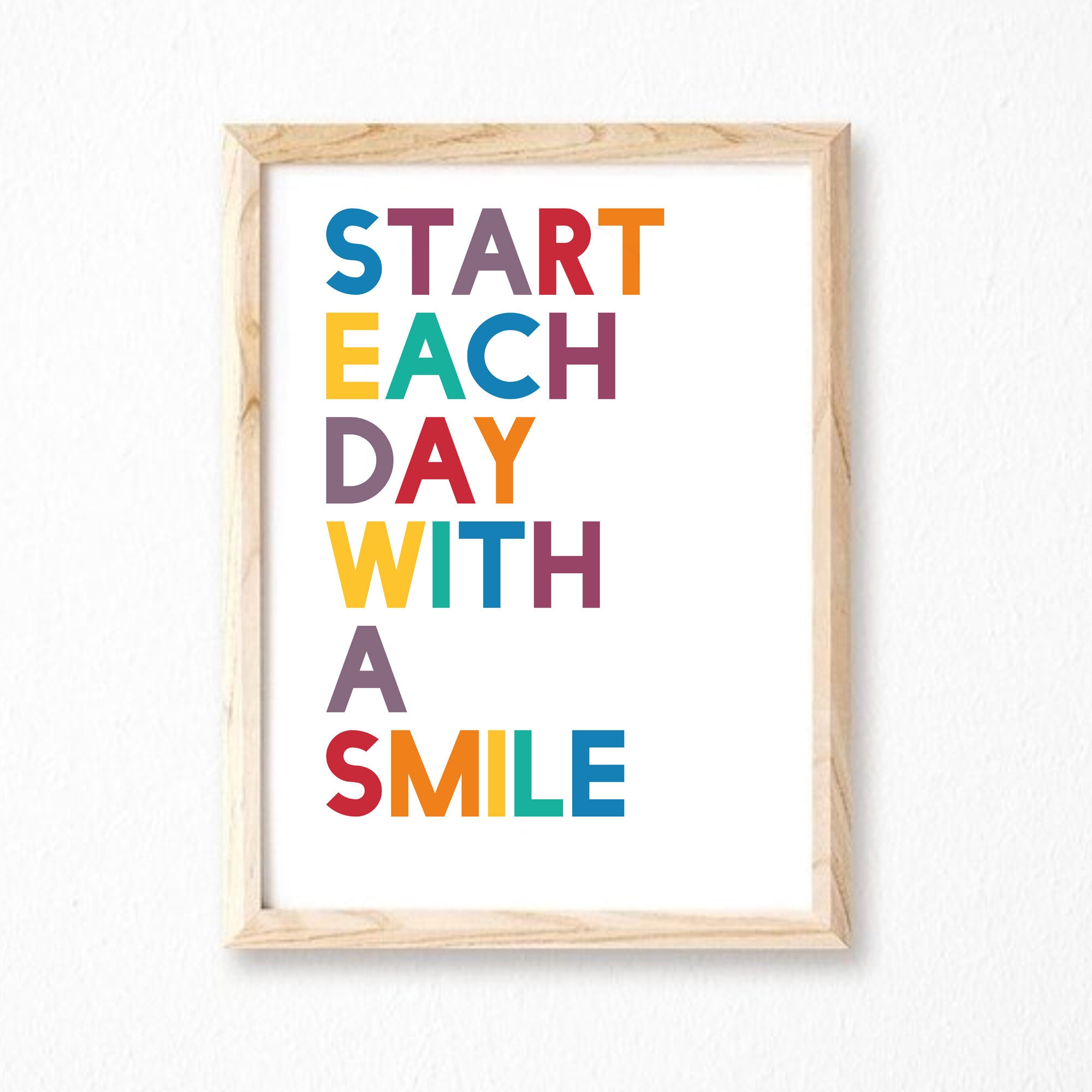 Positive Prints | Start Each Day With A Smile | Childrens Room Decor  Rainbow Colours | Motivational Quote Poster for Kids | SEP0212 - Etsy, image size:2000x2000