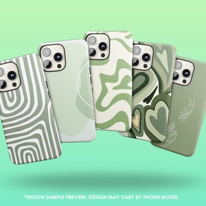 Sage Green Tough Case Pastel Snap Case for iPhone 14 Pro, 13, 12, 11, XR, SE, 7, 8+, Samsung S22 Ultra, S21, S20, S10, S9, S8, S7 Edge