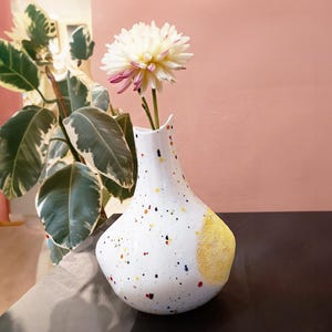 Terrazzo white colorful artisan handcrafted vase - ceramic vessel gift - Christmas Gift