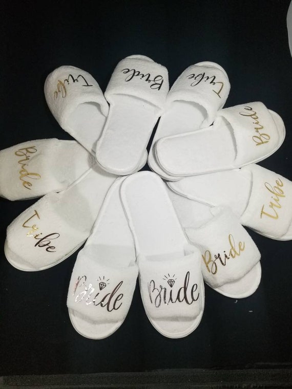 Bridal Party Slipper Bride Slippers- Bridesmaid Slippers Gift ideas Bridal Party Gifts Thin Spa Slippers Bridesmaid Gift Ideas