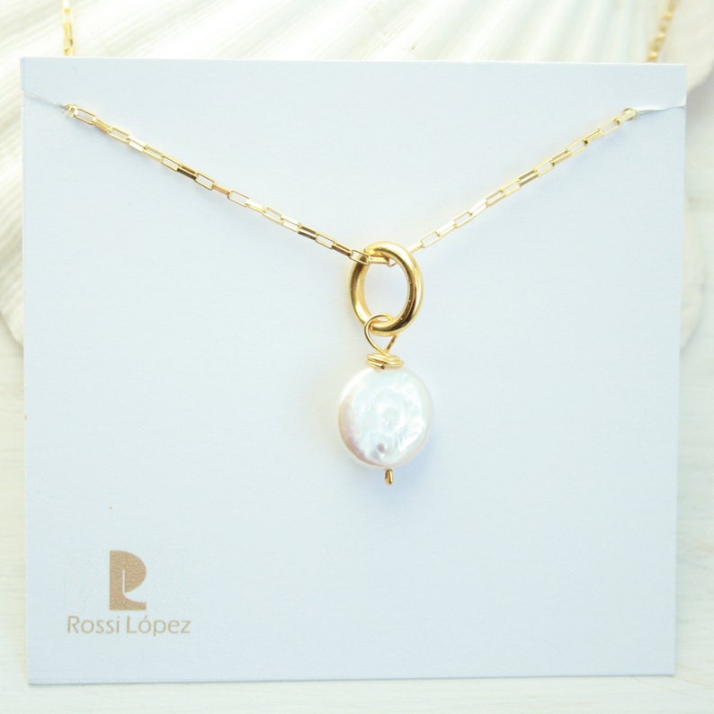 Agate Pendant Gold Chain Necklace Unique Stone Pendant Unique Gift for Her Pearl Chain Necklace