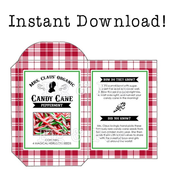 Printable Elf Props Candy Cane Seed Packet