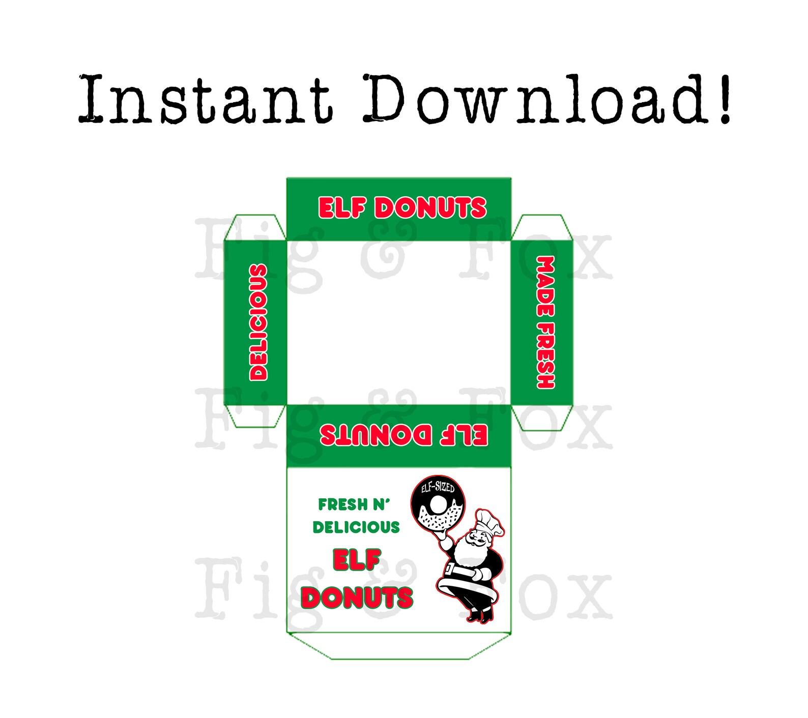 Elf Donuts Printable Box Printable Templates