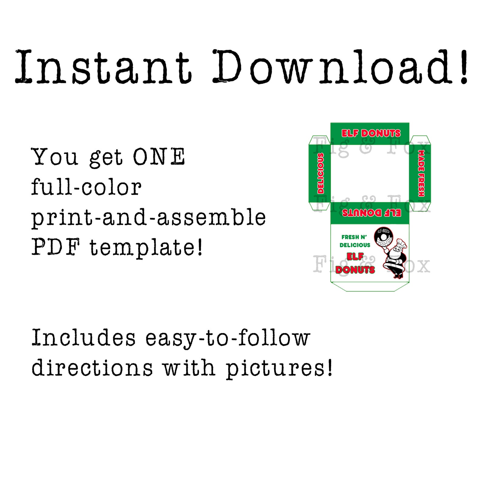 Printable Elf Props Donut Box - Etsy