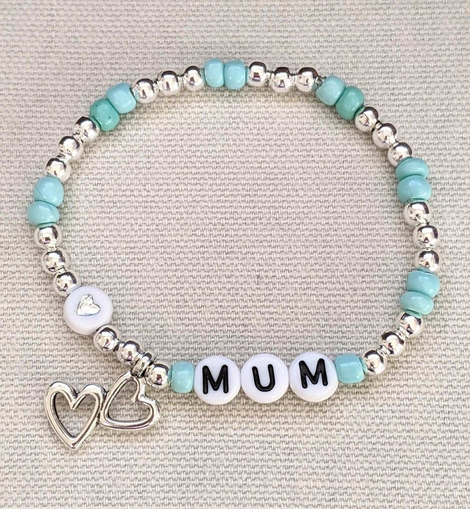 Personalised Mum Bracelet Beaded Name Bracelet Word Etsy
