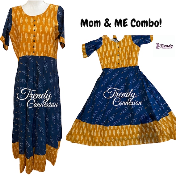 Ikkat mom and daughter dresses outlet