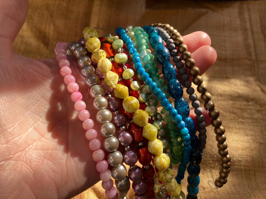 Strung Bead Patterns Rainbow Mixed Strung Bead Strand Pack - Etsy