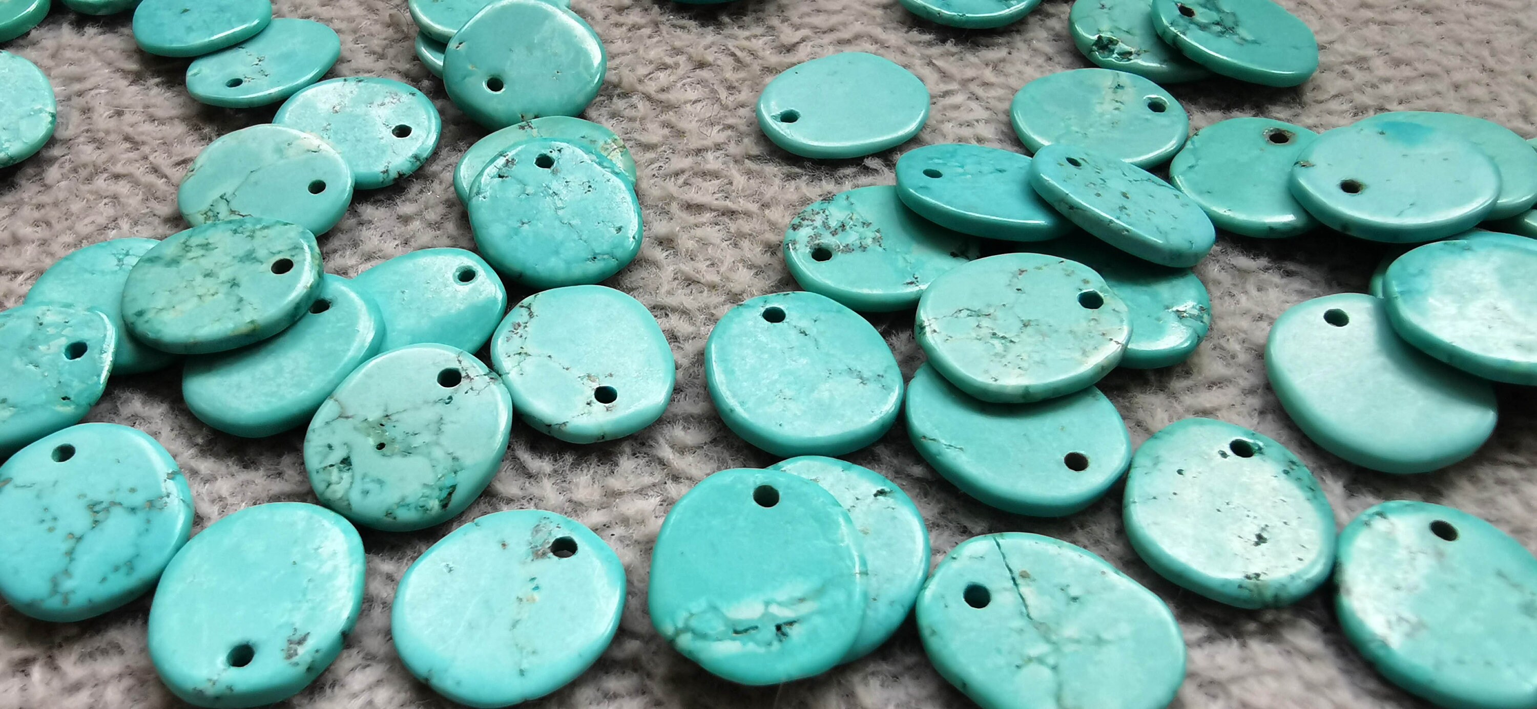 Top Drilled 20pcs Turquoise Slab Oval Egg Beads 1422mm Etsy