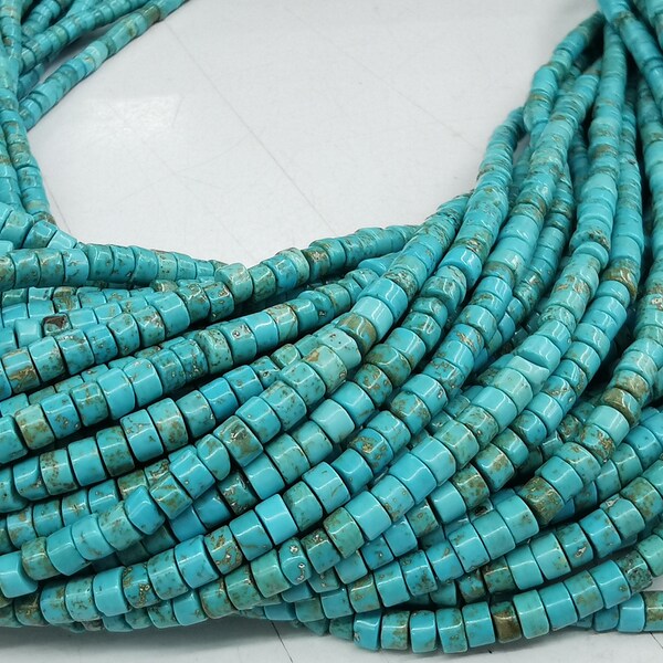 Aqua blue Turquoise Stone 4mm  6mm 8mm coin   Rondell Wheel Heishi   bead  DIY Jewelry Beading  for necklace -bracelet  16inch