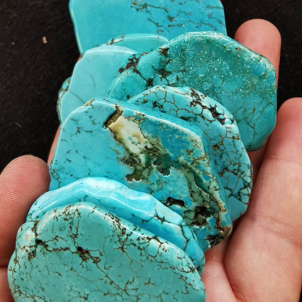 4pcs Marbre bleu TURQUOISE pierre - Dalle de pierre de forme libre Tirages aléatoires - Décoration intérieure 30-90mm