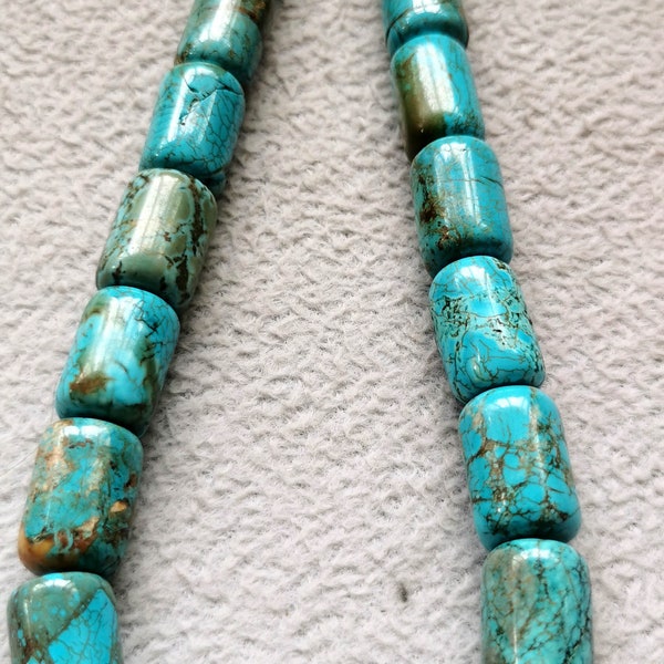 16 pouces Raw naturel Matrix turquoise gems tambour lisse barillet d’oeufs Perles de laiton Tranche lâche perle pour bracelet-collier-boucles d’oreilles