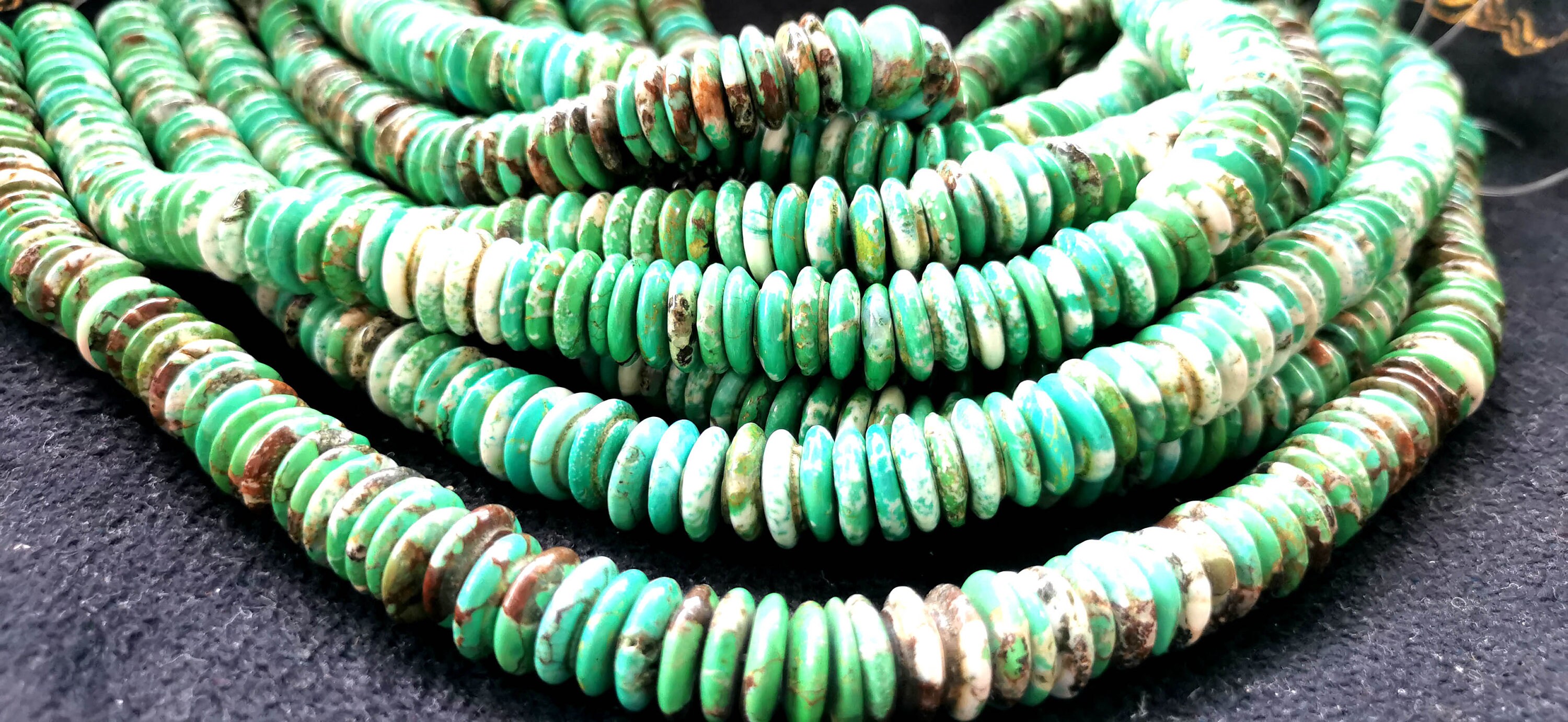 100pcs Green Brown Turquoise Stone 1215mm Coin Rondell Wheel Etsy